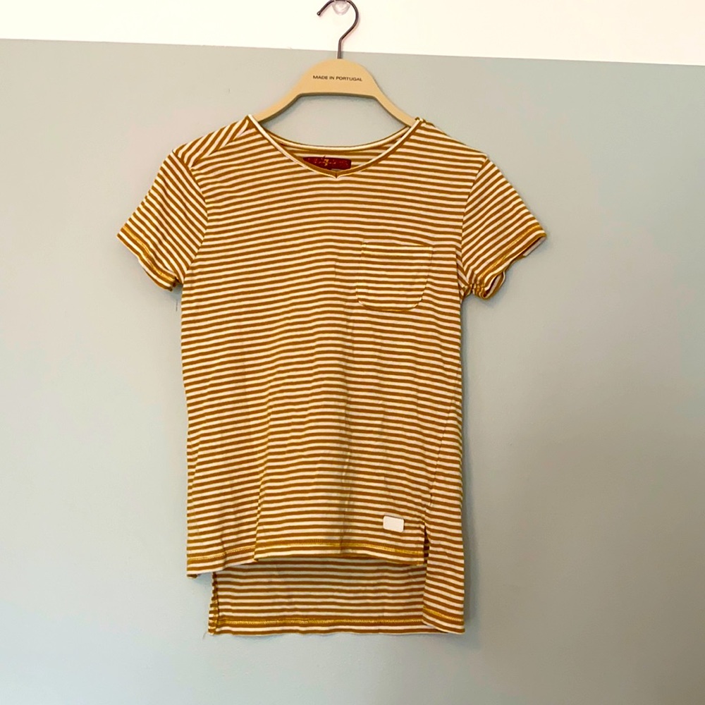 M Girls hi-lo hem striped pocket Tee